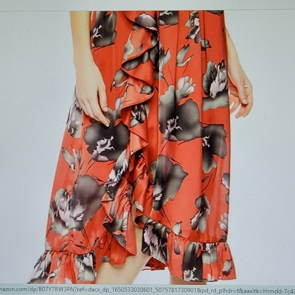 NWT Avec Les Filles Floral Ruffle Midi Dress Sz 2 - Picture 4 of 7